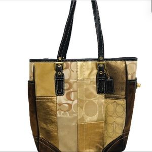 Authentic COACH leather/suede & canvas tote.